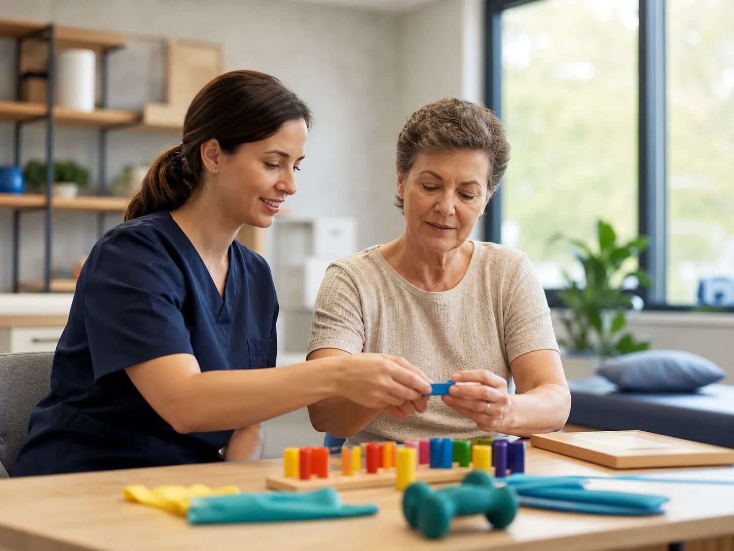 Occupational therapy setting with practical support equipment