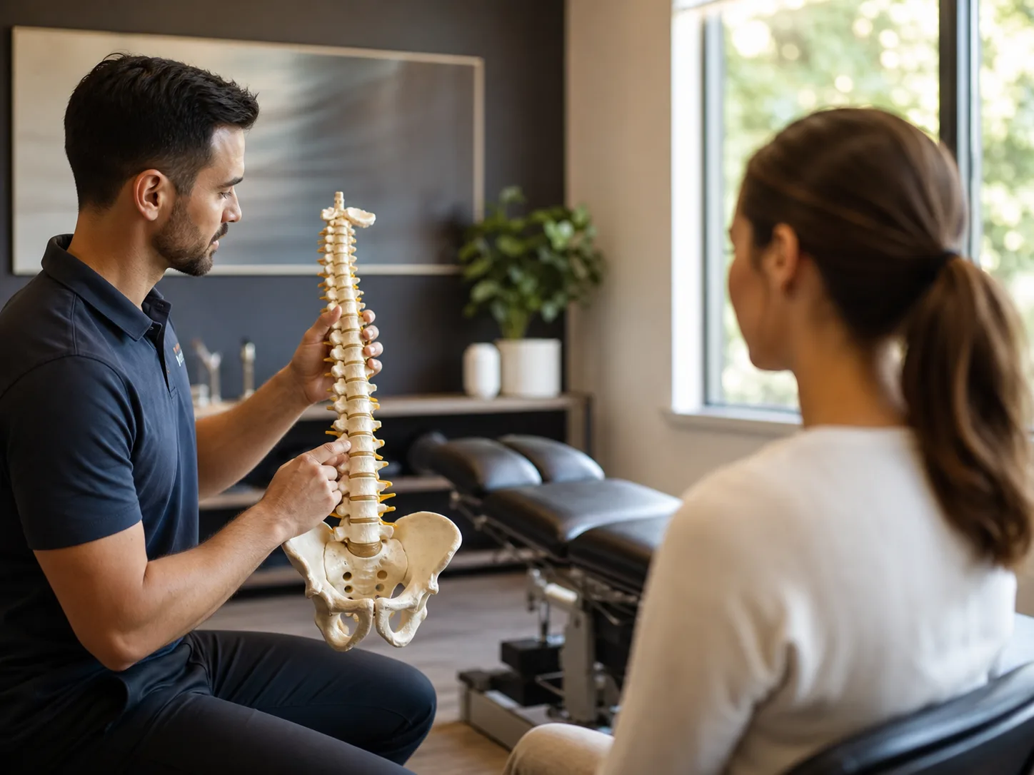 Osteopathy clinician providing hands-on care in a clinic
